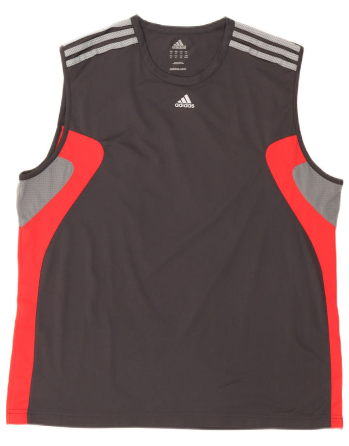 Adidas Mens Climacool Vest Top XL Grey Colourblock Polyester