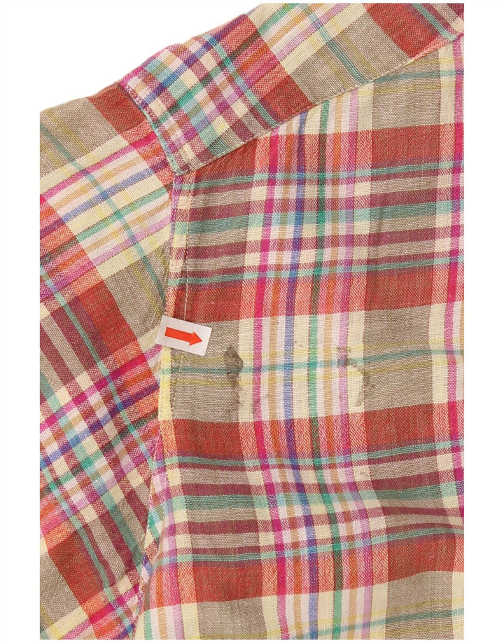 Vintage Mens Short Sleeve Shirt Medium Multicoloured Check Cotton