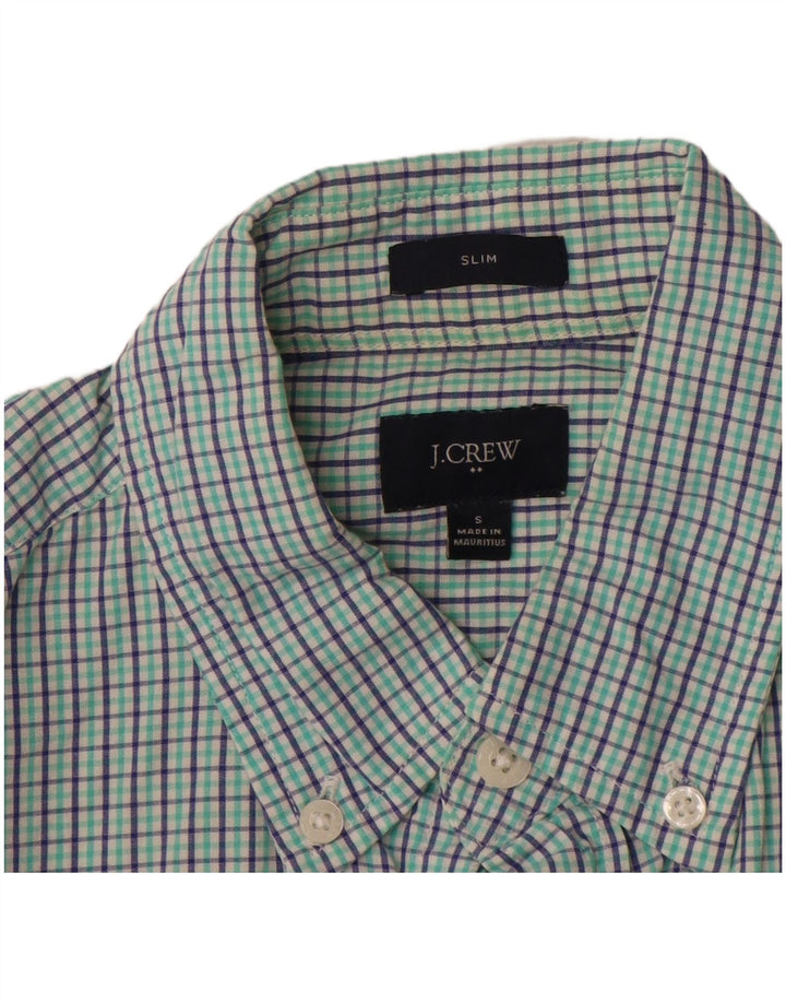 J. CREW Mens Slim Shirt Small Green Check Cotton