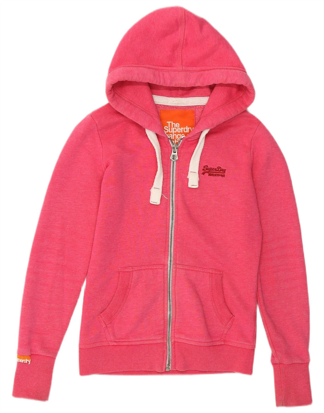 SUPERDRY Womens Zip Hoodie Sweater UK 6 XS Pink Cotton