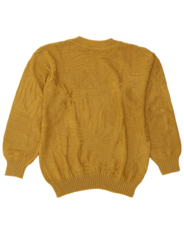 VINTAGE Womens Crew Neck Jumper Sweater UK 14 Medium Yellow