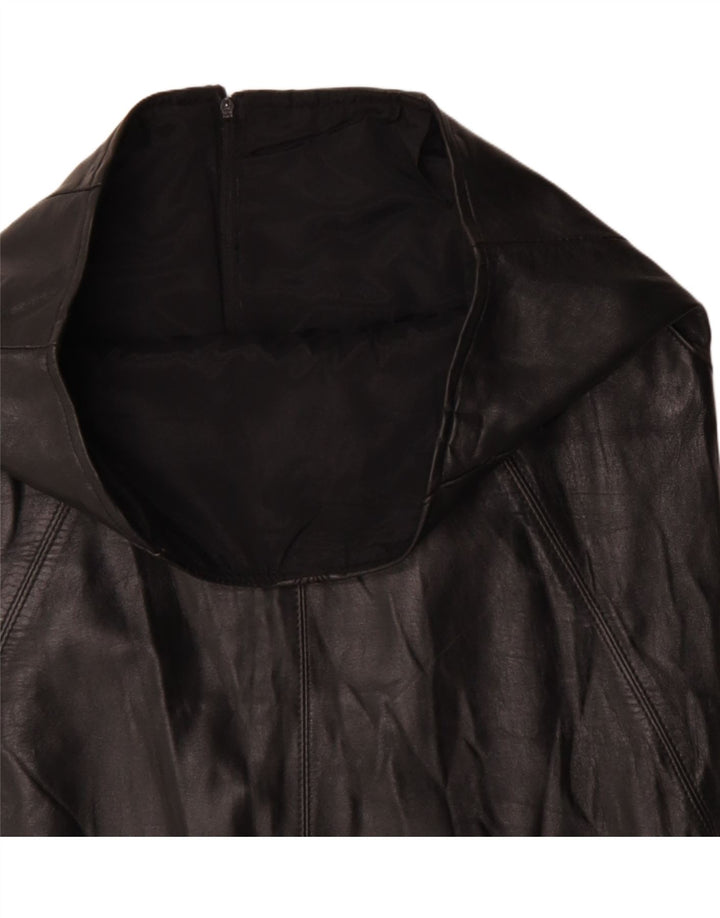 VINTAGE Womens Leather Skirt W32 Large Black