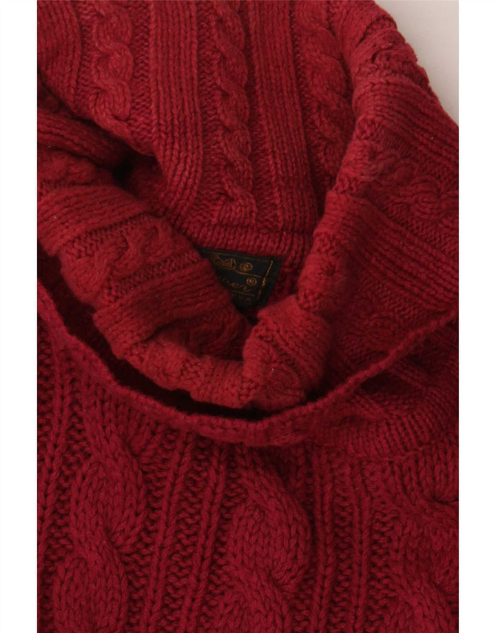 Eddie Bauer Mens Roll Neck Jumper Sweater Large Red Cotton