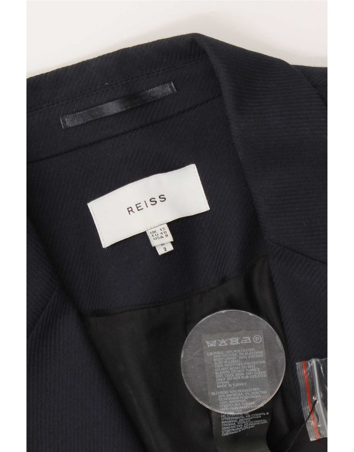 Reiss Womens Double Breasted Blazer Jacket UK 12 Medium Navy Blue Polyester