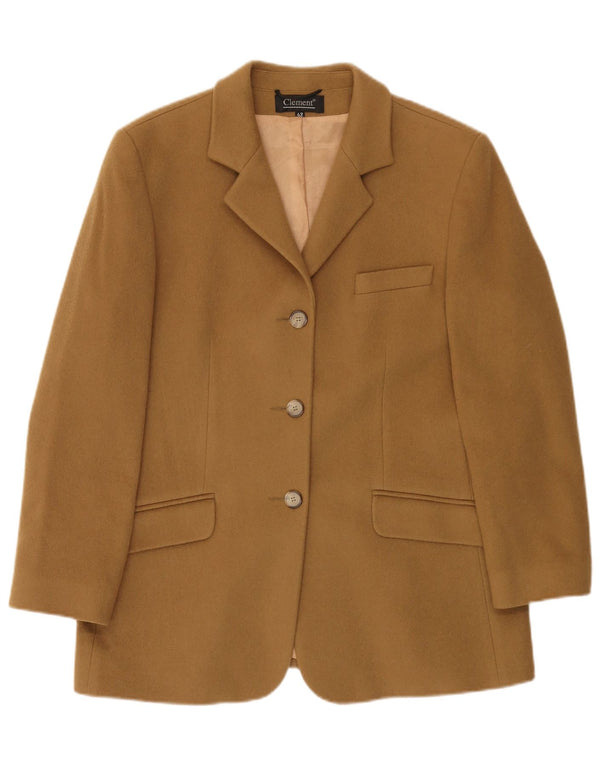 Clement Womens 3 Button Blazer Jacket IT 42 Medium Beige Cashmere