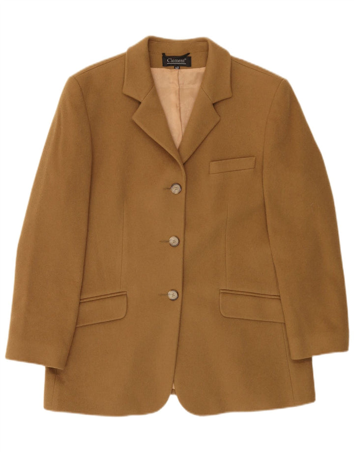 Clement Womens 3 Button Blazer Jacket IT 42 Medium Beige Cashmere