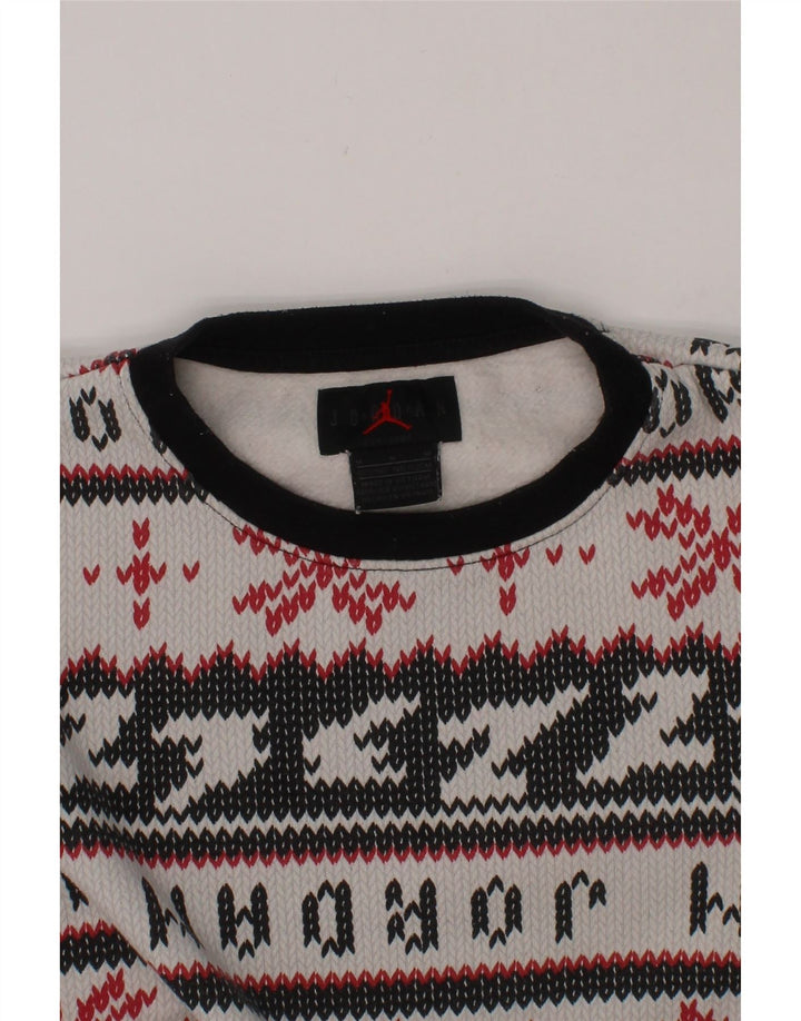 JORDAN Girls Abstract Pattern Sweatshirt Jumper 10-11 Years Medium  White Vintage Jordan and Second-Hand Jordan from Messina Hembry 