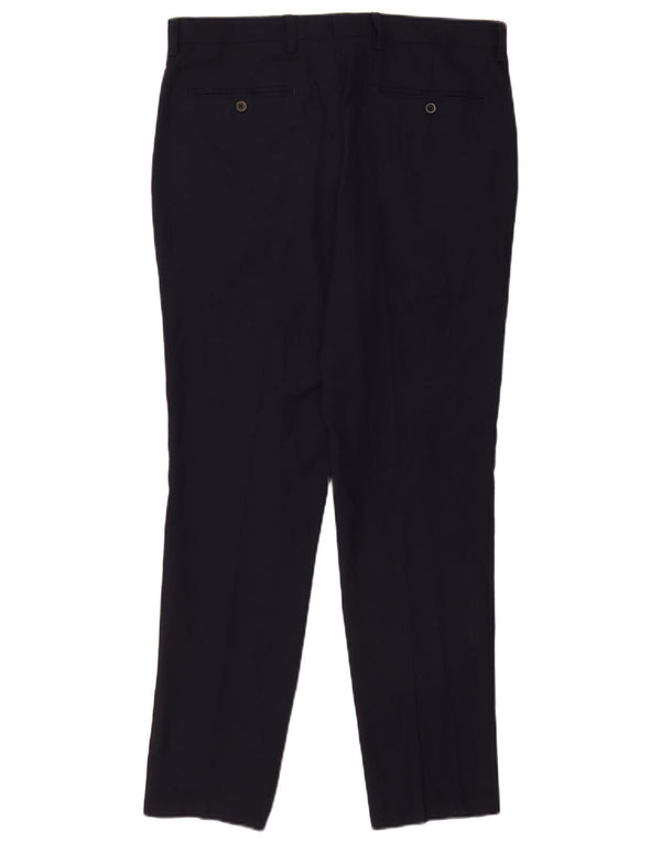 Marks & Spencer Mens Straight Slim Fit Casual Trousers W34 L31 Navy Blue