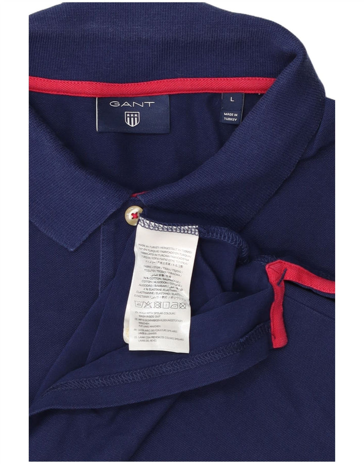 Gant Mens Polo Shirt Large Navy Blue Cotton