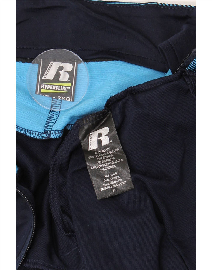 RUSSELL ATHLETIC Mens Tracksuit Top Jacket 2XL Navy Blue Colourblock
