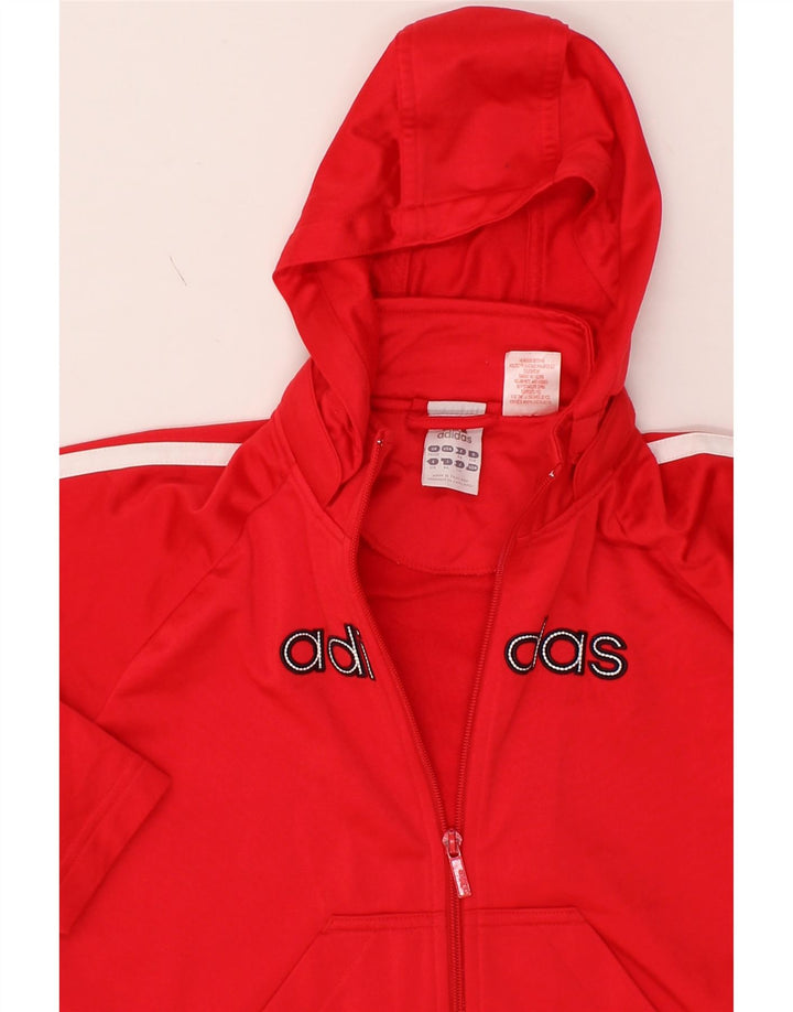 ADIDAS Boys Graphic Zip Hoodie Sweater 7-8 Years Red Polyester Vintage Adidas and Second-Hand Adidas from Messina Hembry 