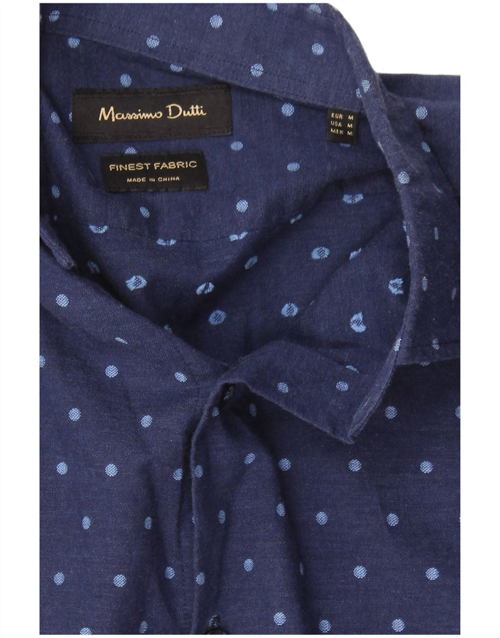 MASSIMO DUTTI Mens Shirt Medium Navy Blue Spotted