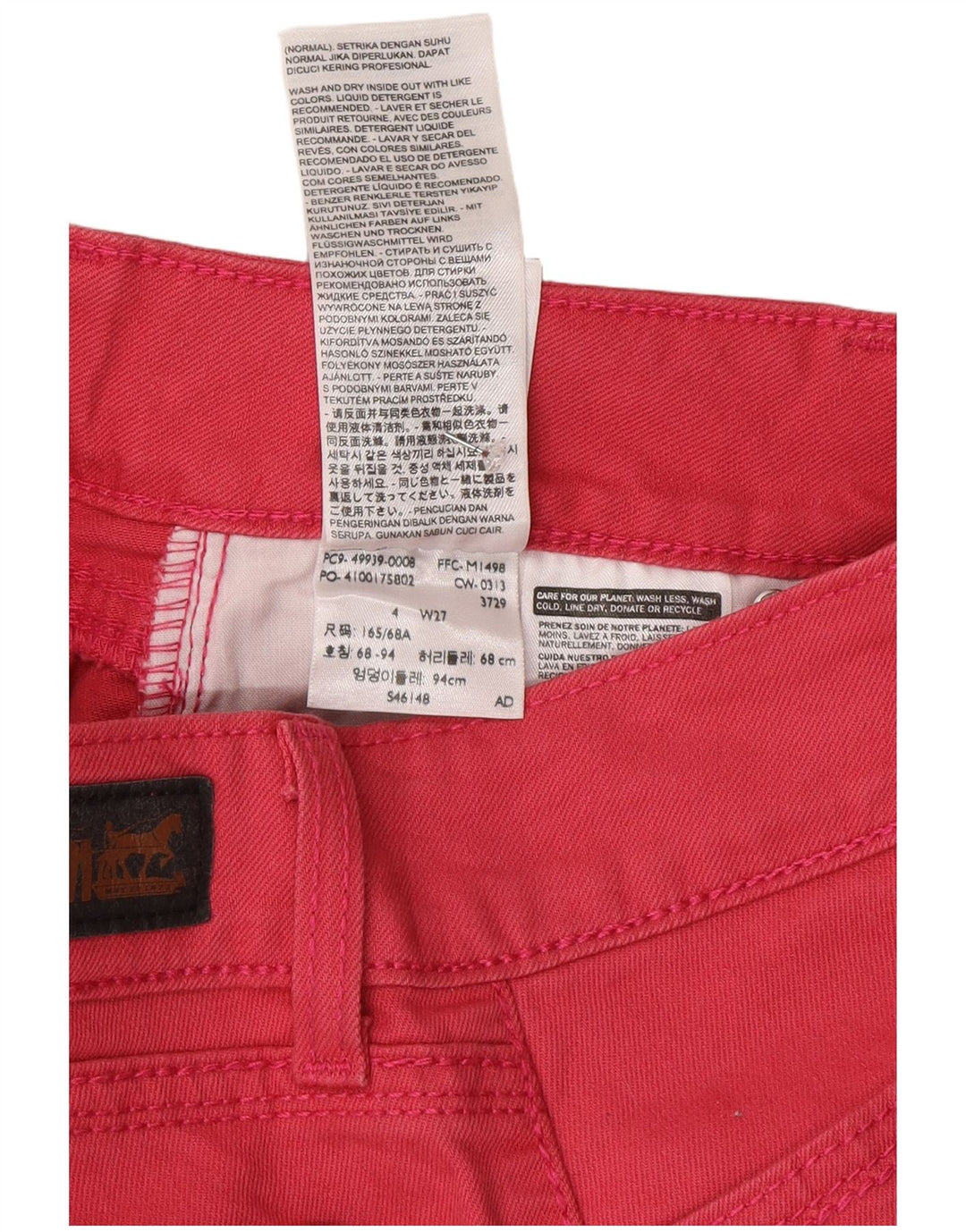 Levi's Womens Capri Jeans US 4 Small W27 L20 Pink Cotton