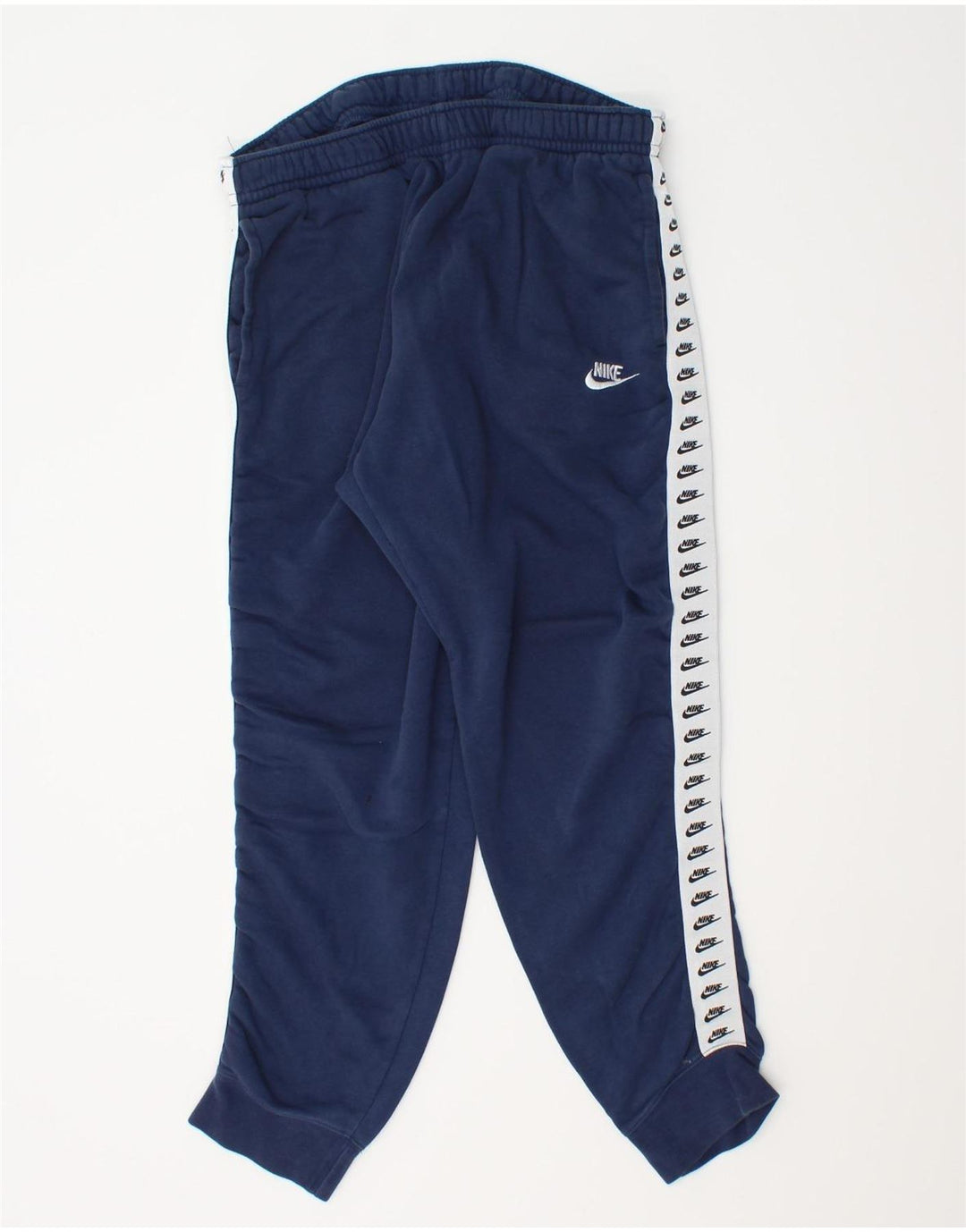 NIKE Mens Graphic Tracksuit Trousers Joggers Large  Navy Blue Colourblock