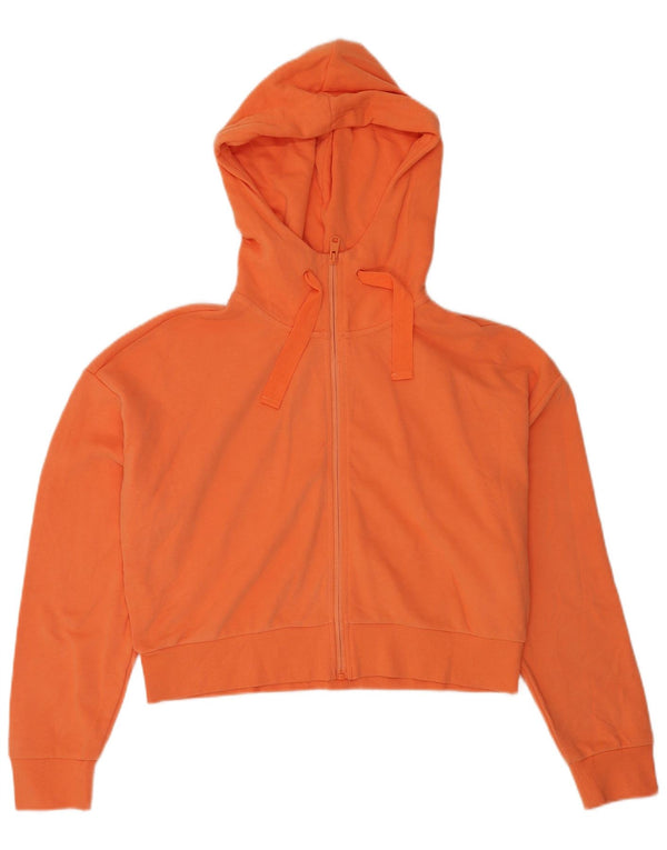 Tchibo Womens Crop Zip Hoodie Sweater UK 16 Large Orange Cotton