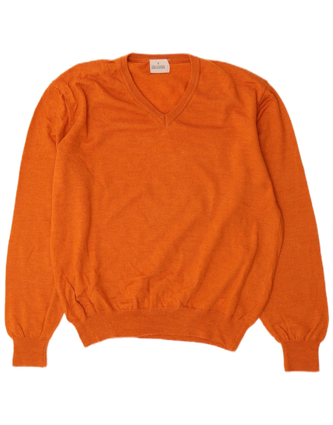 TRUSSARDI Womens V-Neck Jumper Sweater UK 20 2XL Orange Wool