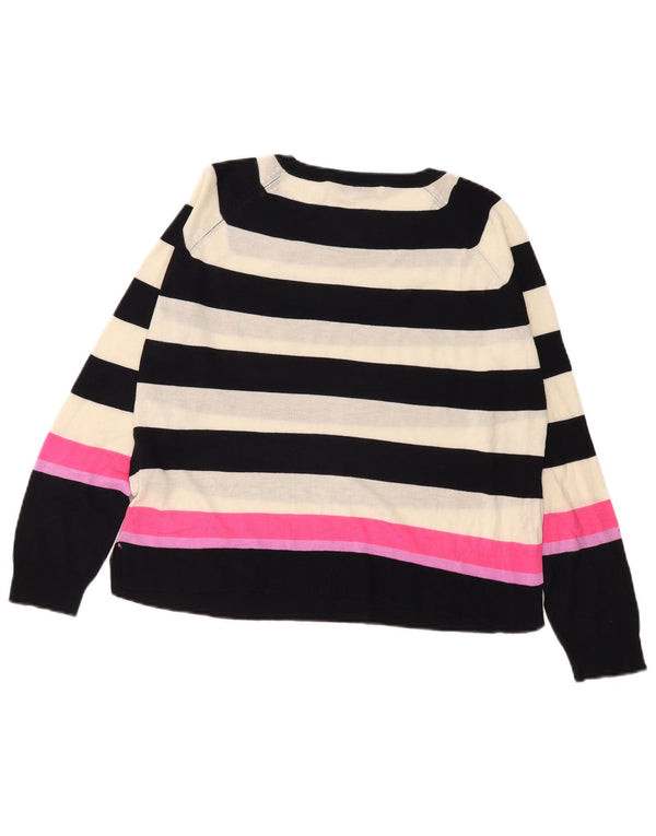 Zara Womens Crop Boat Neck Jumper Sweater UK 10 Small Black Striped