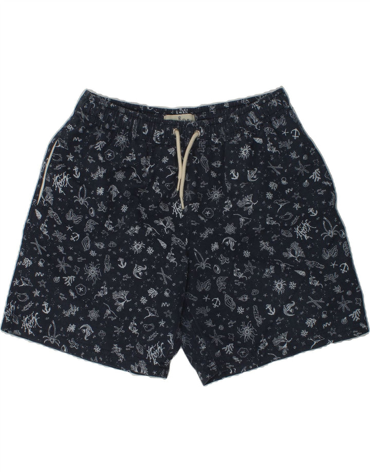 MASSIMO DUTTI Boys Abstract Pattern Sport Shorts 11-12 Years W26 Navy Blue | Vintage Massimo Dutti | Thrift | Second-Hand Massimo Dutti | Used Clothing | Messina Hembry 