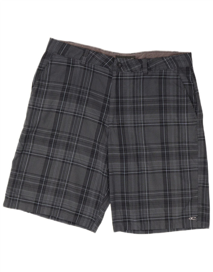 O'Neill Mens Chino Shorts W38 XL Navy Blue Plaid Polyester