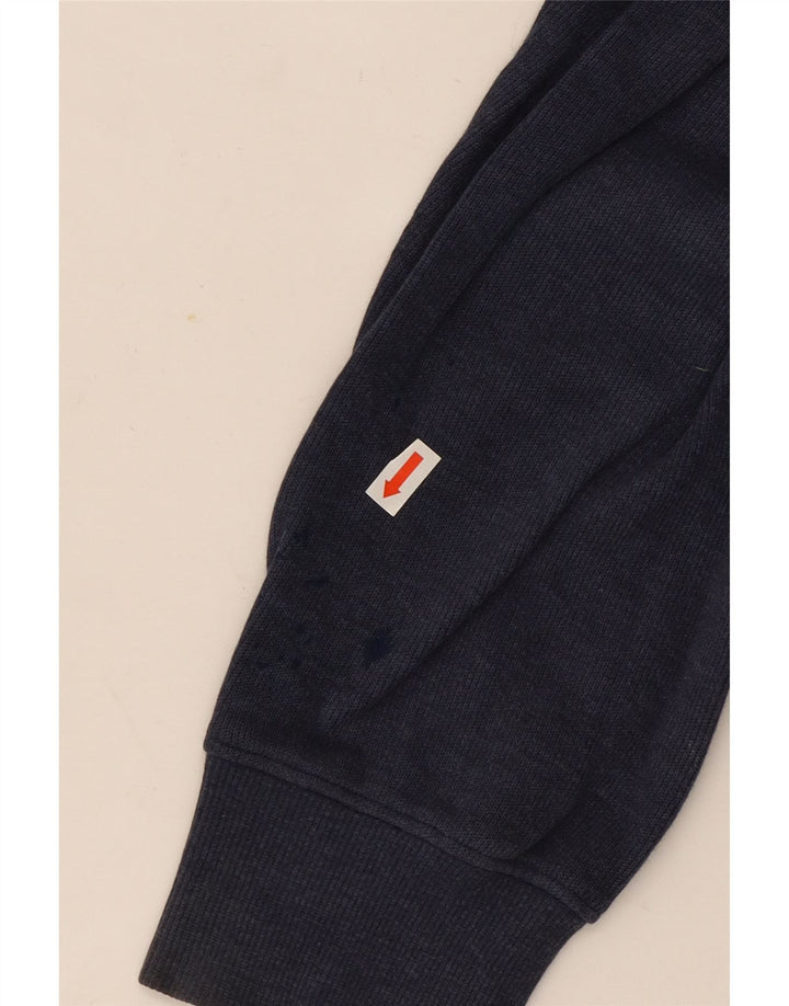 Gant Mens Zip Neck Jumper Sweater Medium Navy Blue Cotton