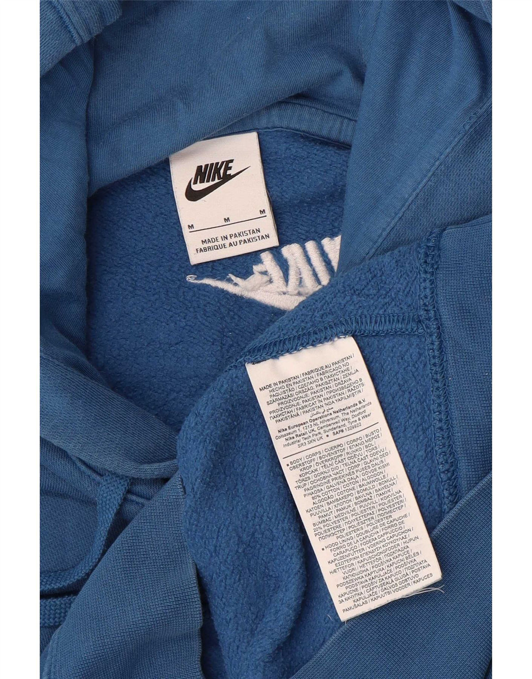 Nike Mens Graphic Hoodie Jumper Medium Blue Cotton