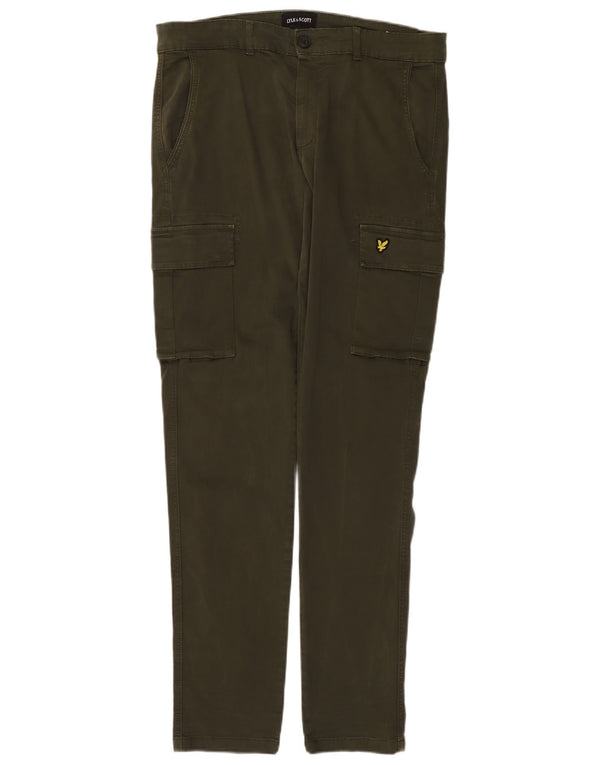 LYLE & SCOTT Mens Slim Cargo Trousers W34 L34 Khaki Cotton