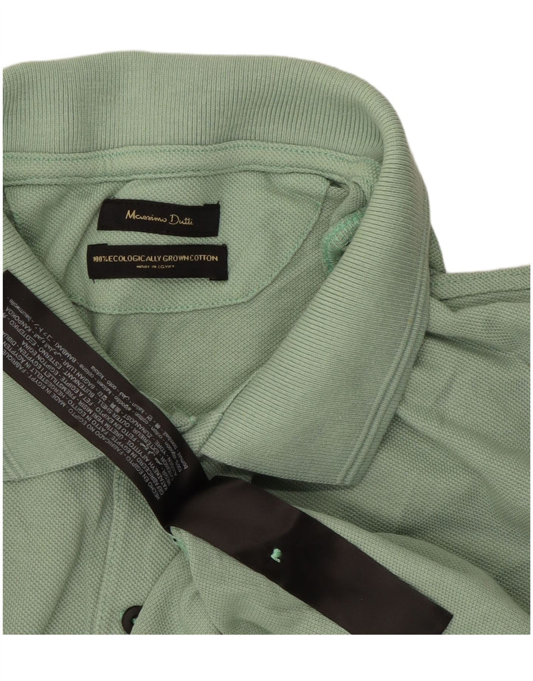 MASSIMO DUTTI Mens Polo Shirt Large Green Cotton