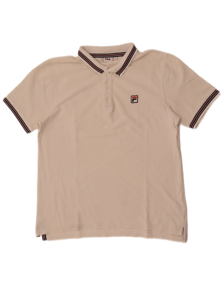 Fila Mens Polo Shirt Large White Cotton