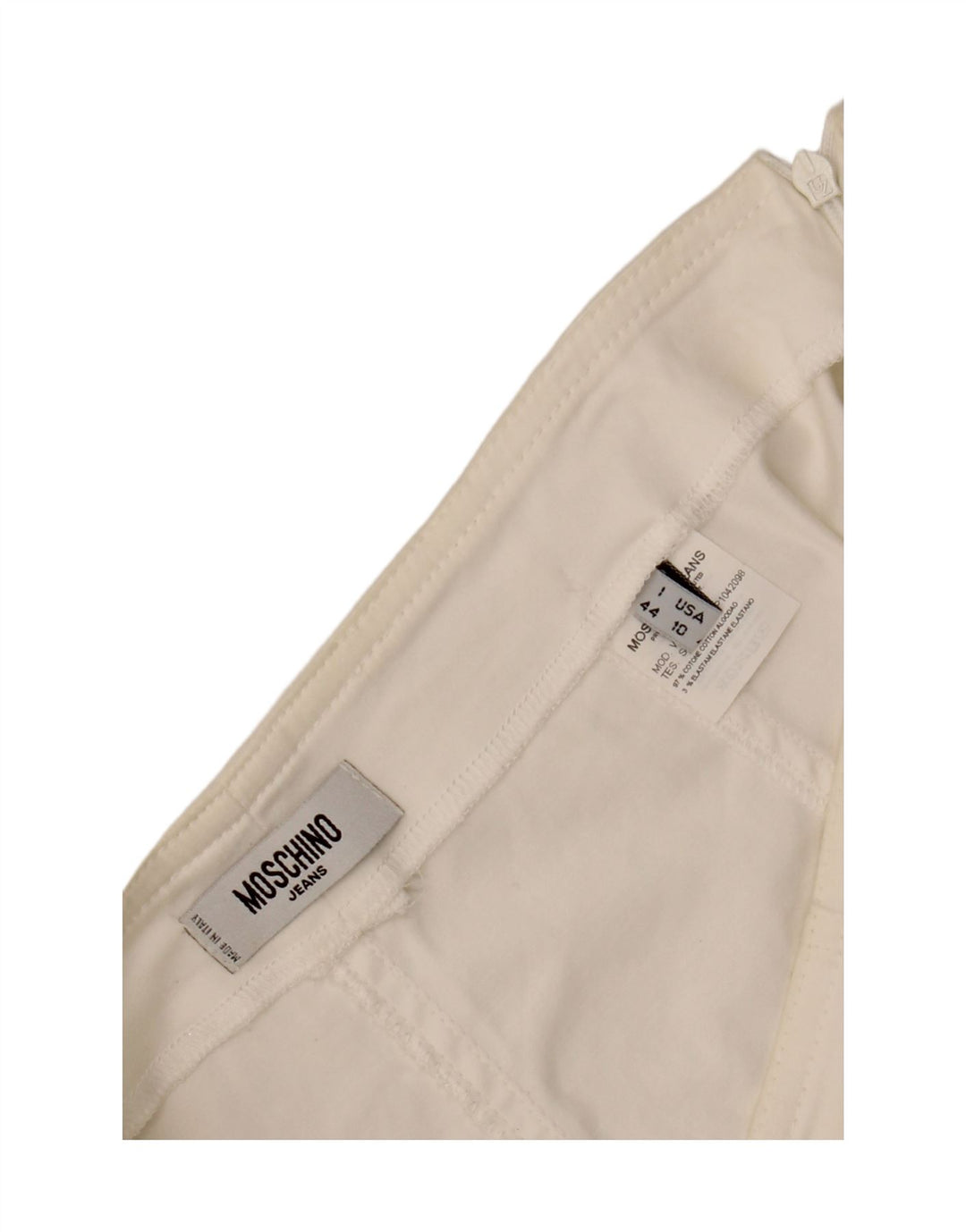 MOSCHINO Womens High Waist A-Line Skirt UK 14 W30 L23 White Cotton