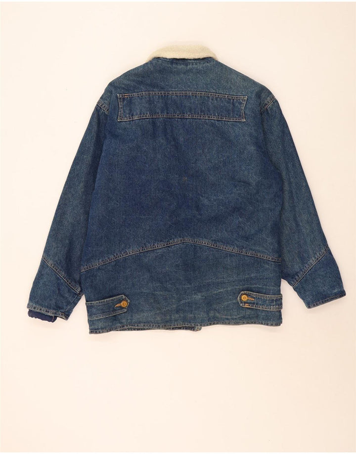 Vintage Womens Oversized Sherpa Denim Jacket UK 10 Small Blue