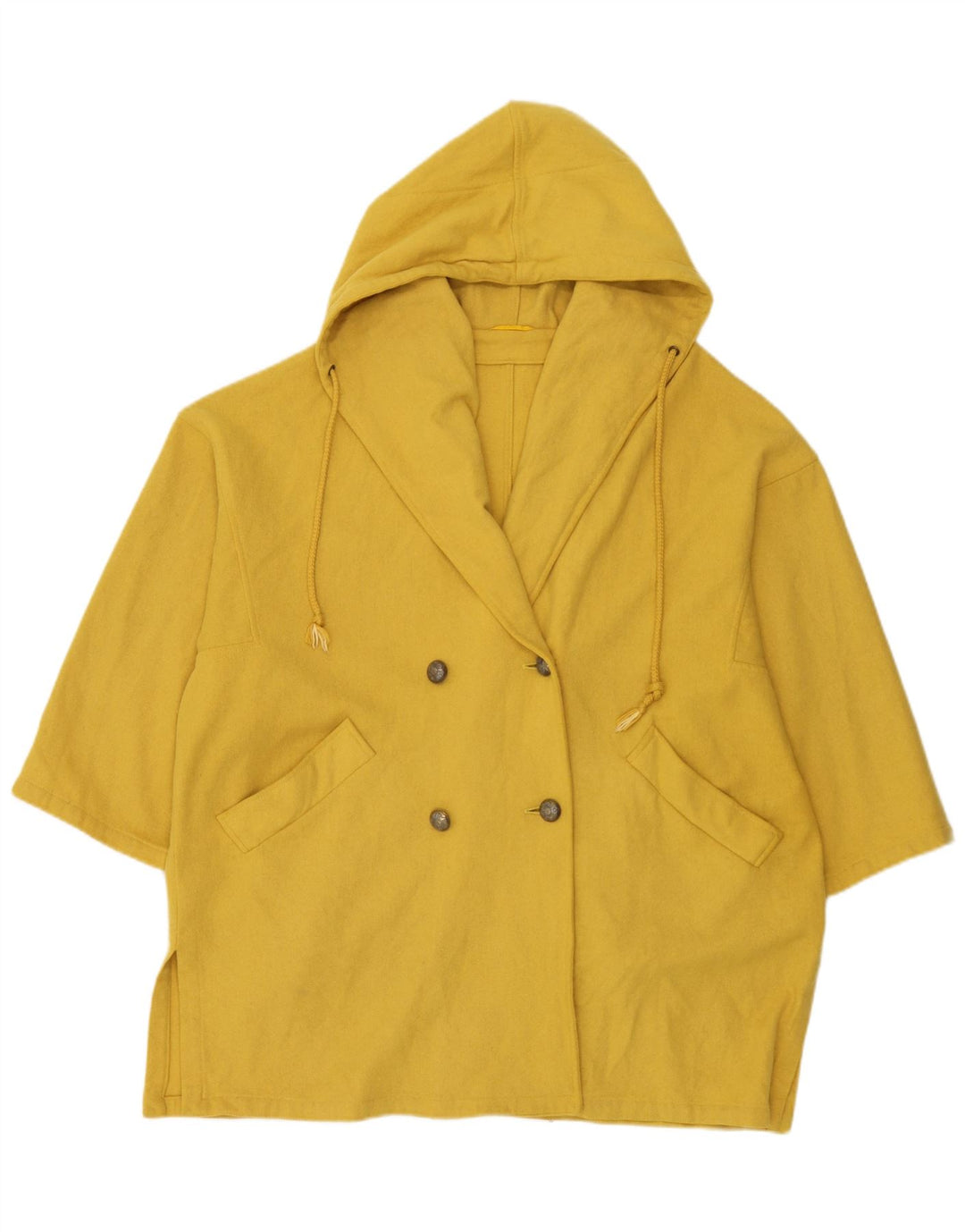 Marella Womens Hooded Oversized Double Breasted Coat UK 10 Small Yellow