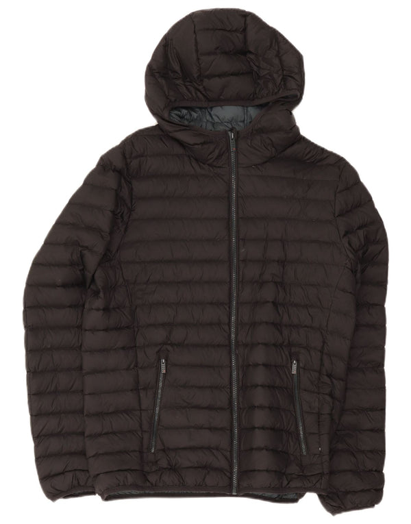 Mistral Mens Hooded Padded Jacket UK 38 Medium Black Nylon