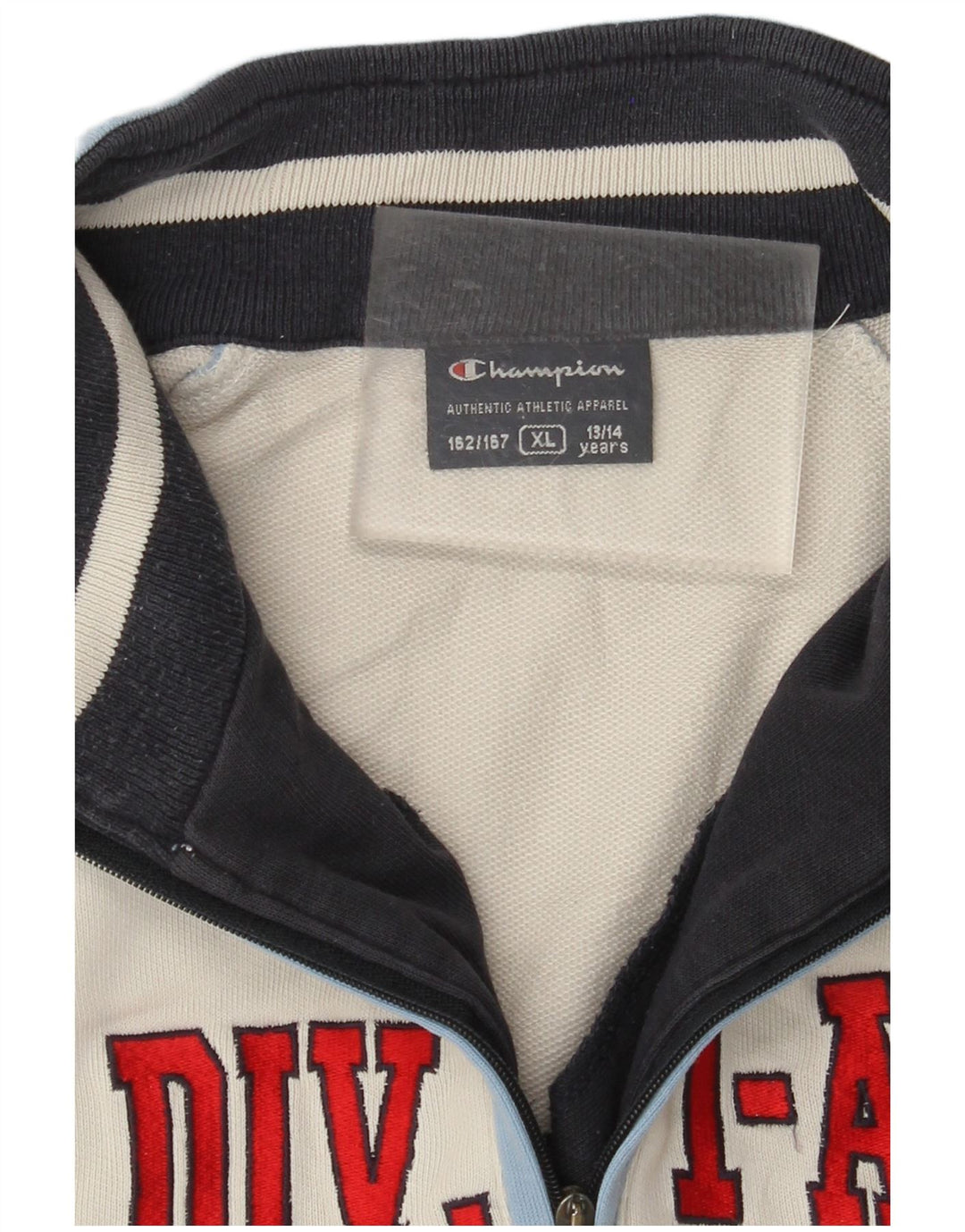 CHAMPION Boys Graphic Sweatshirt Jumper 13-14 Years XL White Colourblock