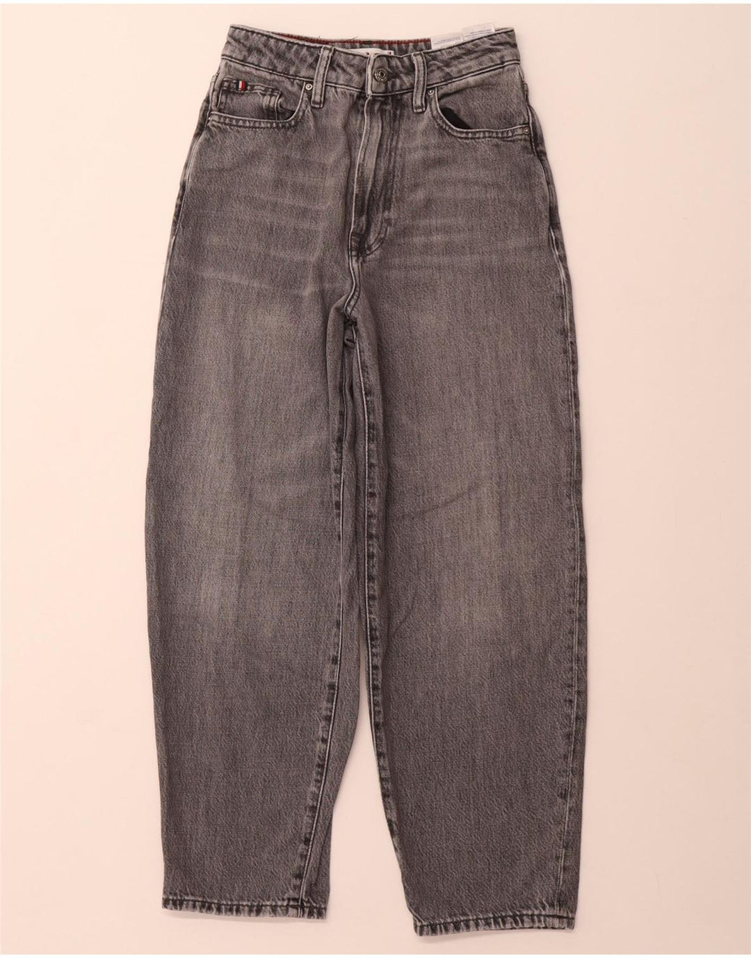 TOMMY HILFIGER Womens Eva High Waist Tapered Jeans W25 L25 Grey Cotton