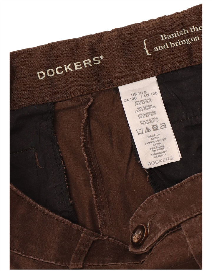 DOCKERS Womens Straight Casual Trousers US 10 Large W34 L29 Brown Cotton