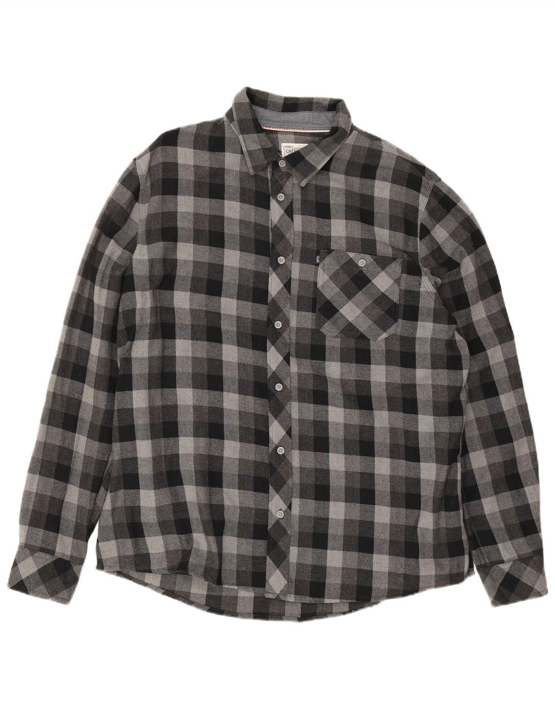Cherokee Mens Flannel Shirt 2XL Grey Check Cotton
