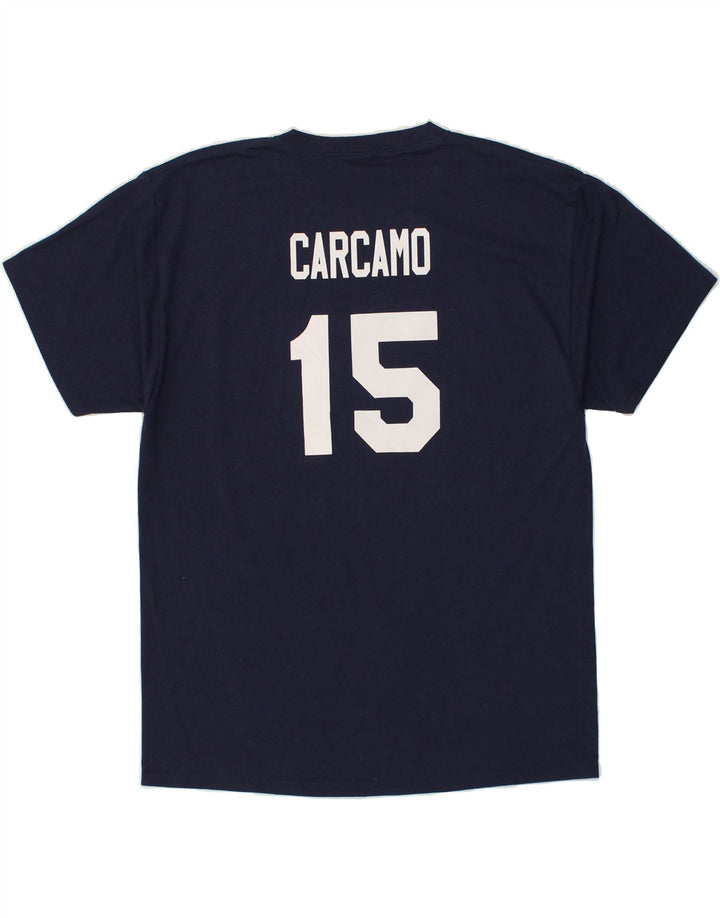 VINTAGE Mens Graphic T-Shirt Top Medium Navy Blue Cotton Vintage Vintage and Second-Hand Vintage from Messina Hembry 