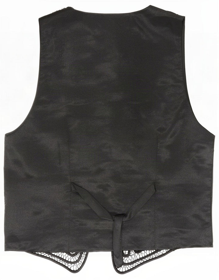 Vintage Womens Abstract Pattern Waistcoat UK 12 Medium Black