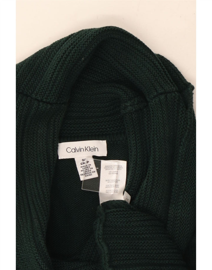 CALVIN KLEIN Womens Roll Neck Jumper Sweater UK 10 Small Green Cotton