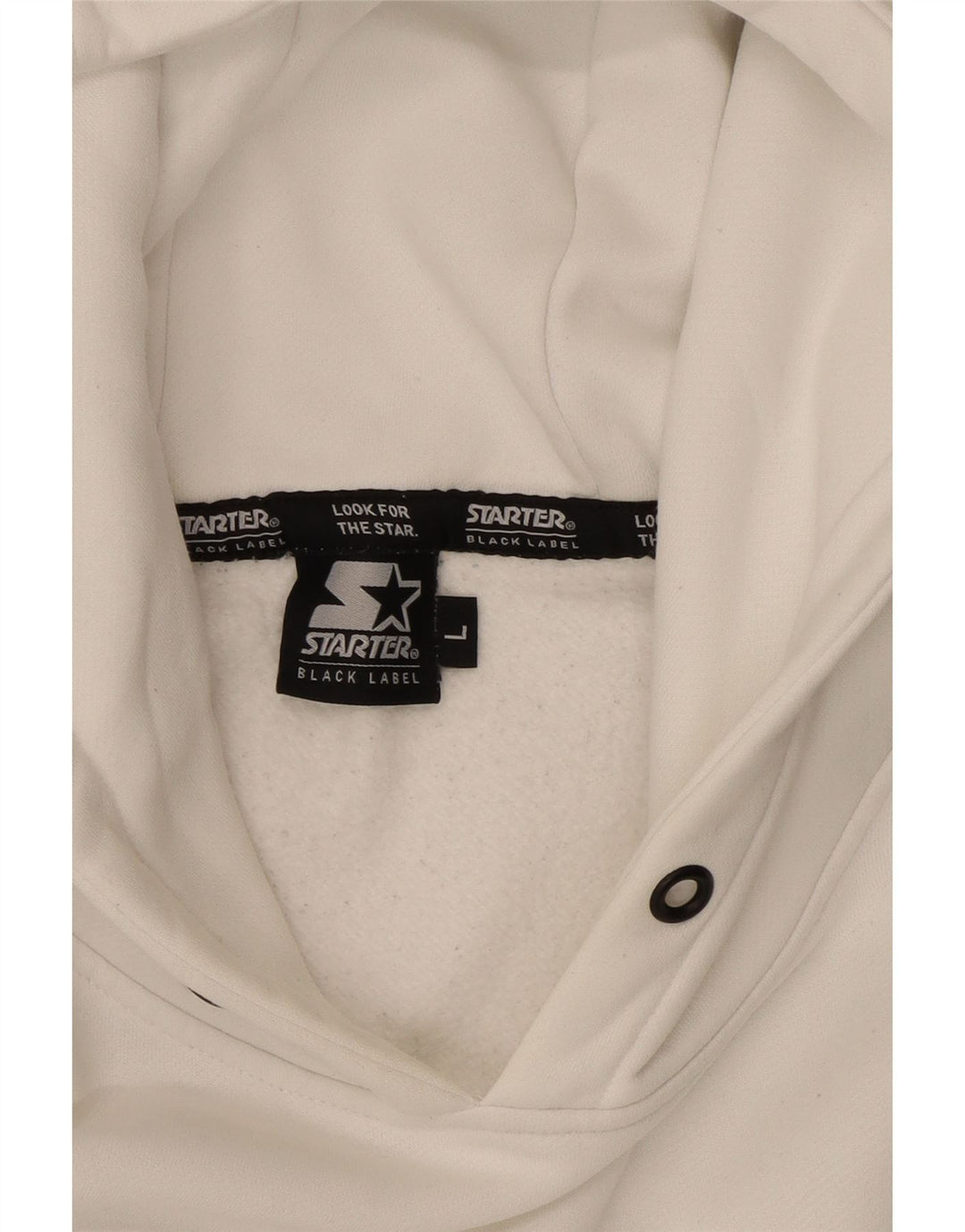 STARTER Mens Graphic Hoodie Jumper Large White Cotton