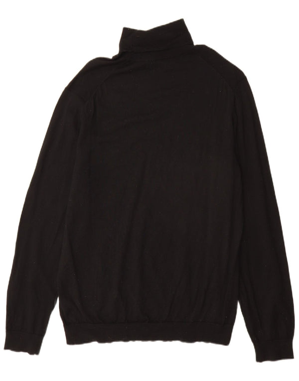 Marks & Spencer Mens Roll Neck Jumper Sweater XL Black Merino Wool