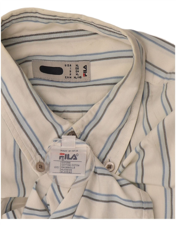 Fila Mens Shirt XL White Striped Cotton