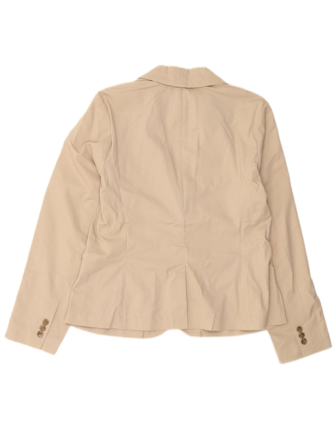 EDDIE BAUER Womens 2 Button Blazer Jacket US 10 Large Beige Cotton