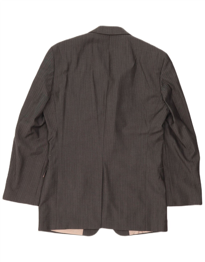 HUGO BOSS Mens 3 Button Blazer Jacket EU 48 Medium Grey Pinstripe Wool