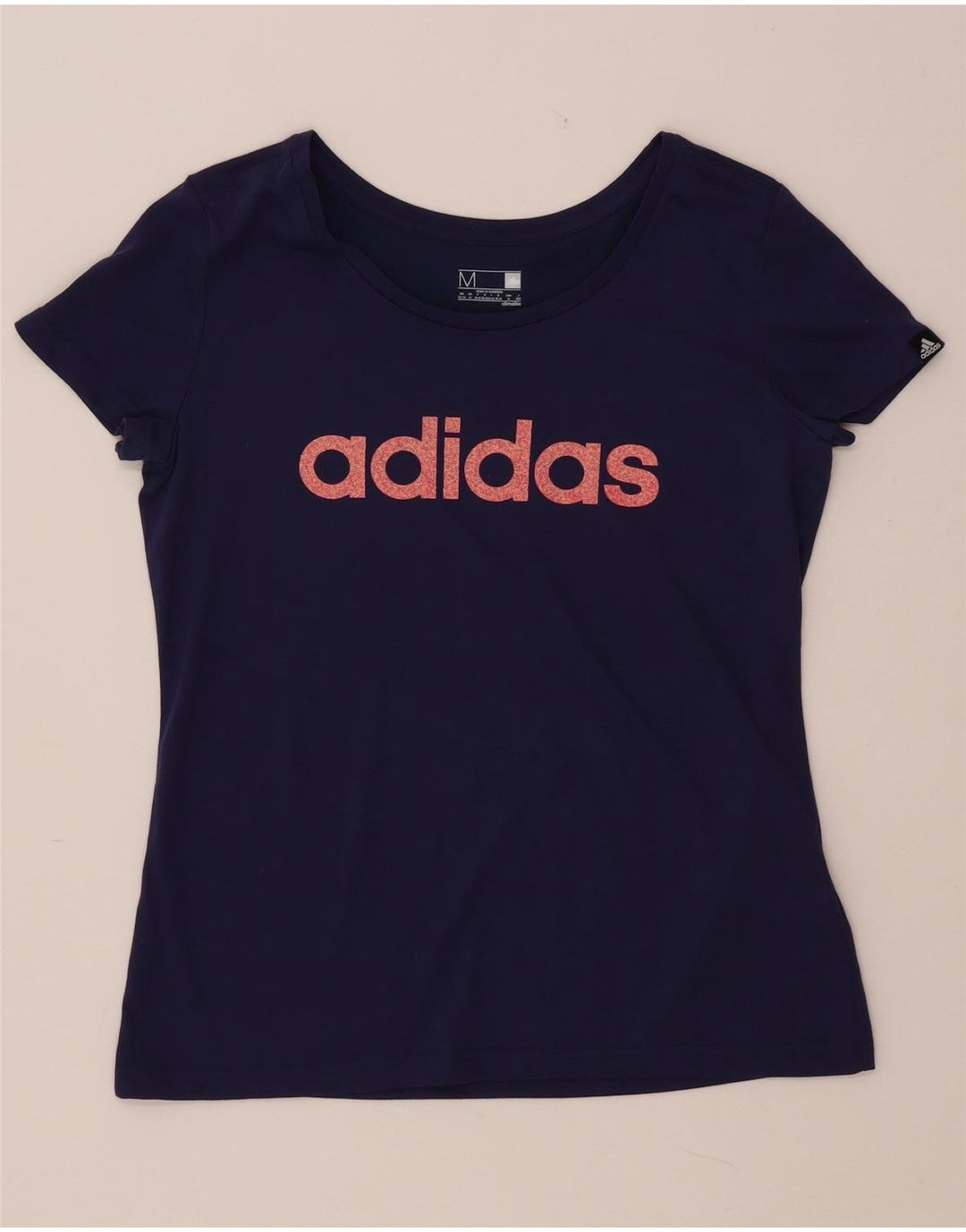 ADIDAS Womens Climalite Graphic T-Shirt Top UK 12/14 Medium Navy Blue