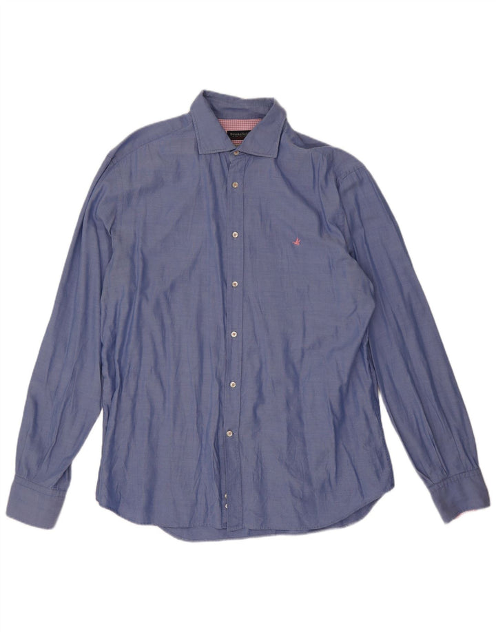 Brooksfield Mens Shirt Size 43 Large Blue Spotted