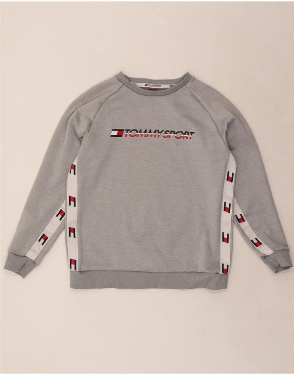 TOMMY HILFIGER Mens Graphic Sweatshirt Jumper Small Grey Colourblock