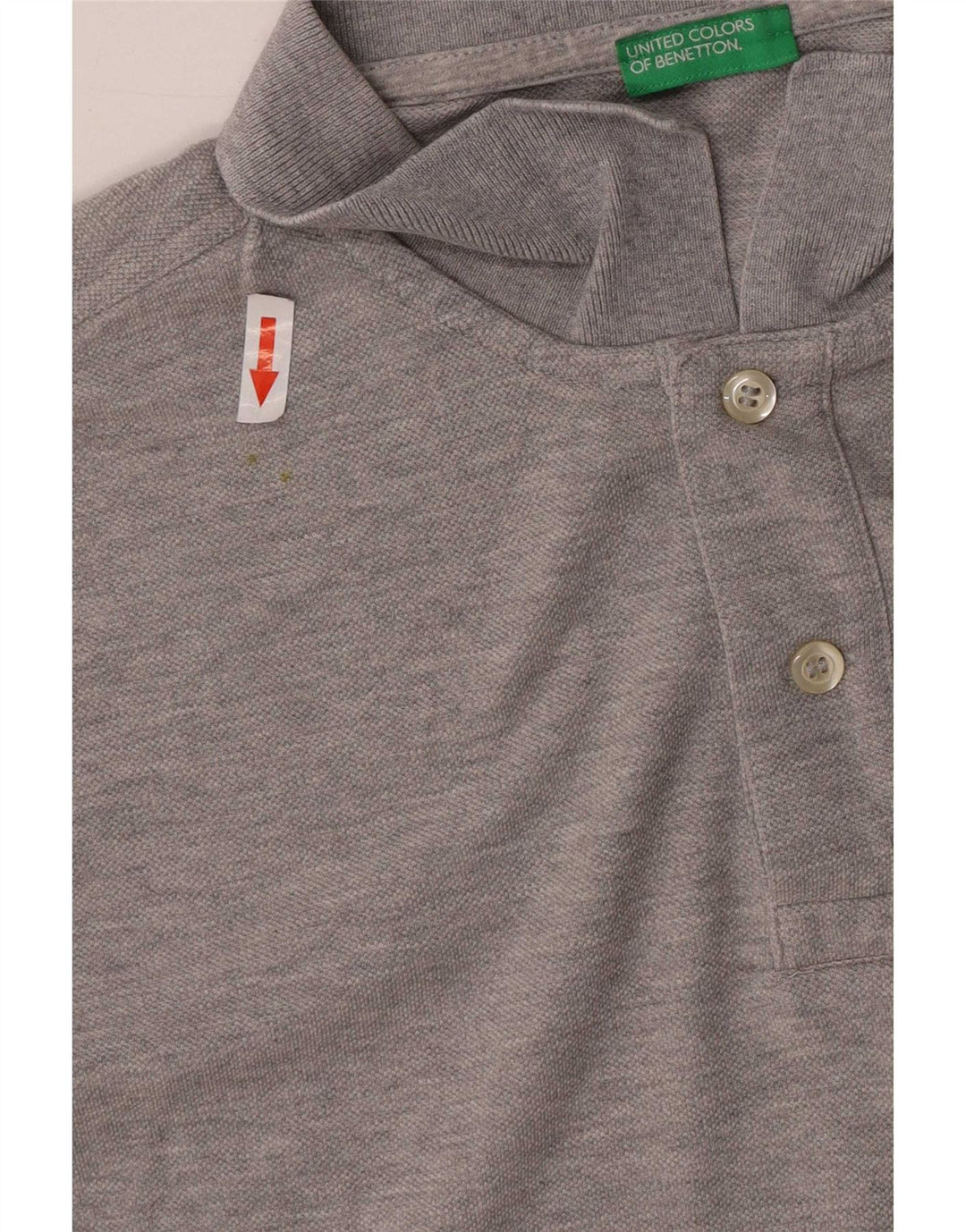 Benetton Mens Polo Shirt Large Grey Cotton