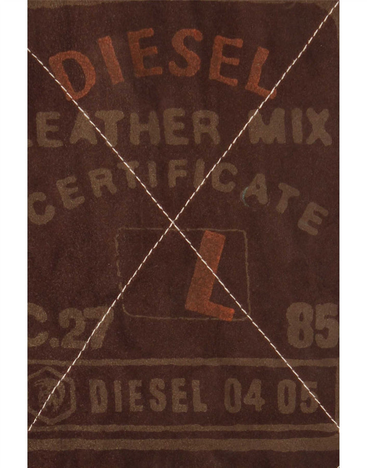 Diesel Mens Reversible Jacket UK 40 Large Brown Plaid Leather