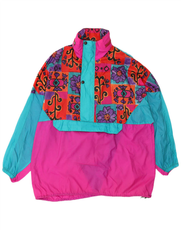 ETIREL Womens Oversized Hooded Raincoat UK 14 Medium Pink Floral 80s